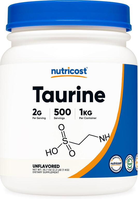 High-Quality Nutricost Taurine Powder - 1KG Bulk Size for 500 Servings