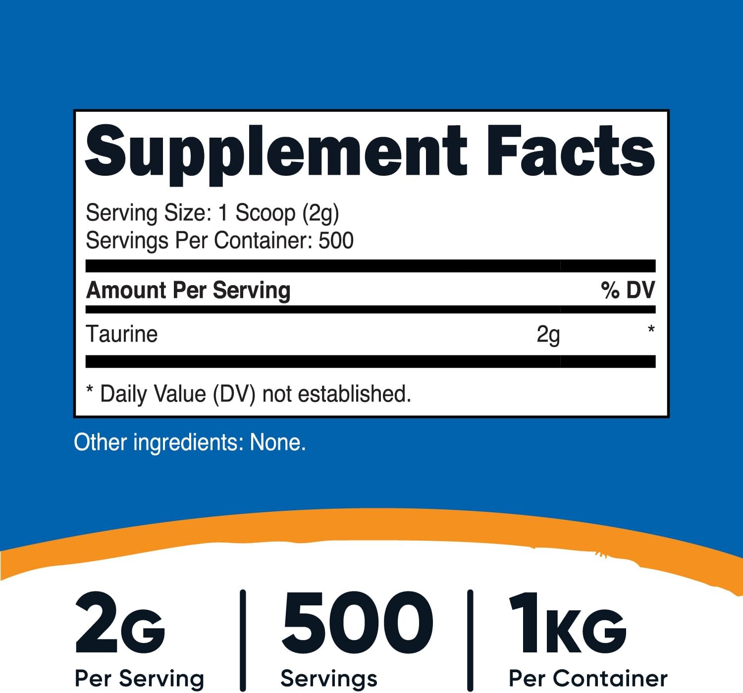 High-Quality Nutricost Taurine Powder - 1KG Bulk Size for 500 Servings