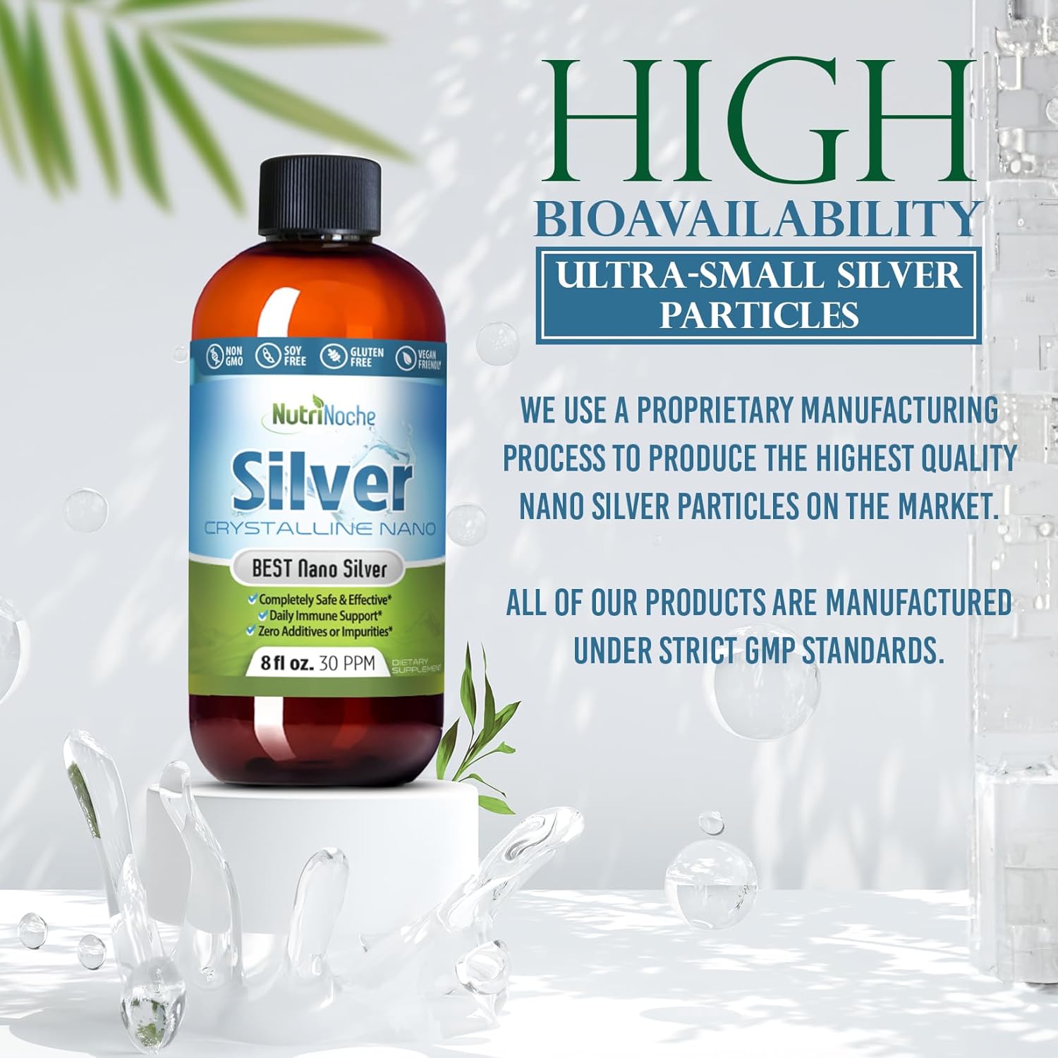 High-Quality NutriNoche Colloidal Silver with 99.99% Pure Nano Silver Particles