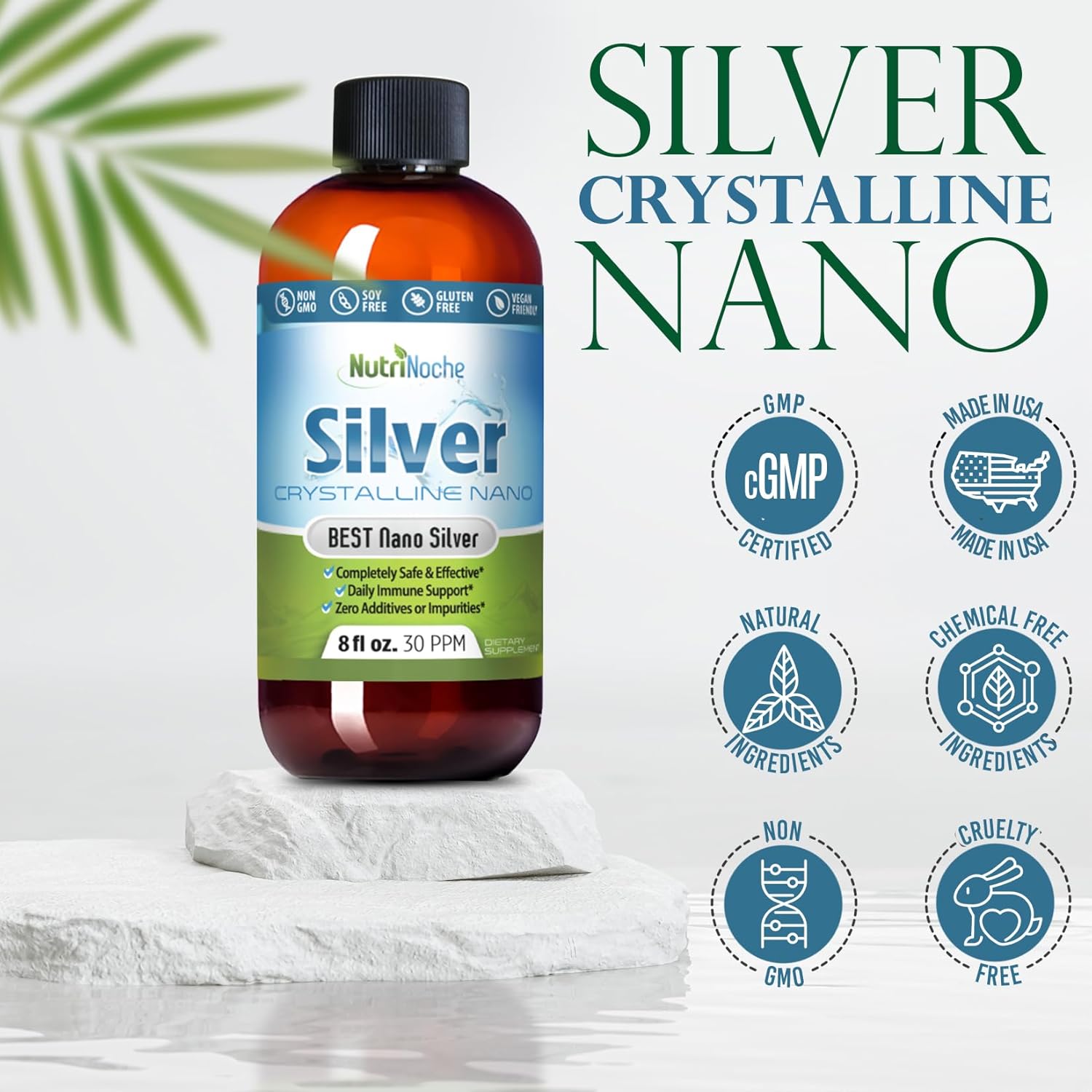 High-Quality NutriNoche Colloidal Silver with 99.99% Pure Nano Silver Particles