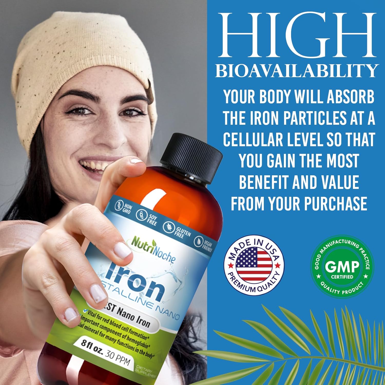 High-Quality NutriNoche Liquid Iron Supplement with 30 ppm Colloidal Minerals