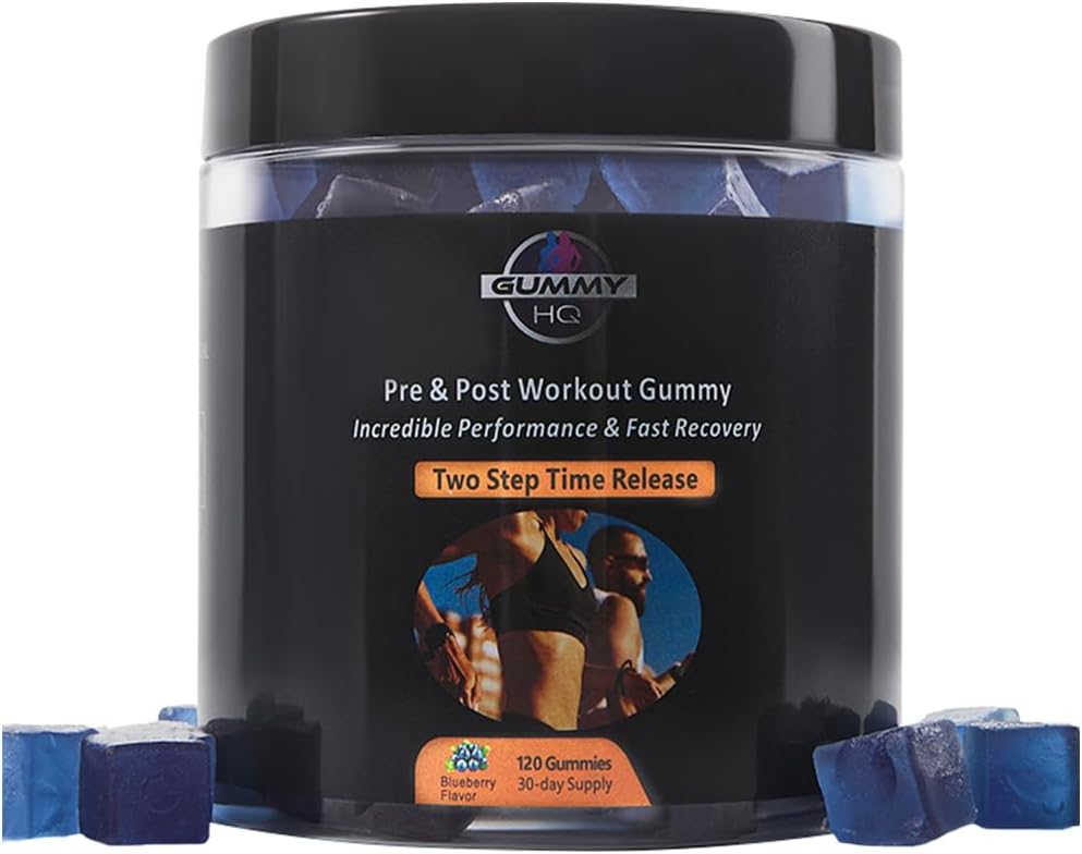 High-Quality Pre & Post Workout Gummies with Fruit Juice Extract for Enhanced Performance - Gluten-Free Time-Release Formula - Maximize Results