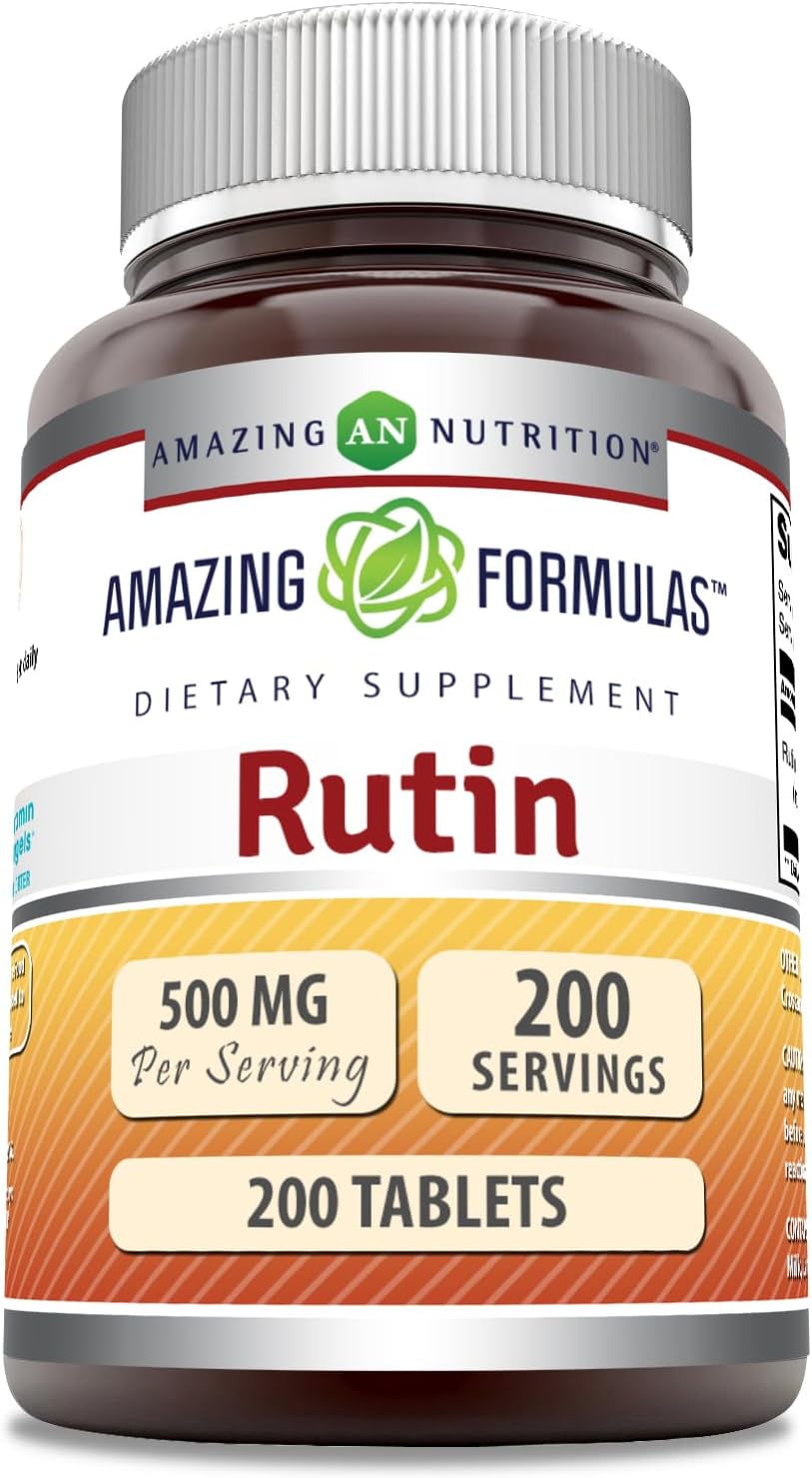 High Quality Rutin 500mg Supplement - 200 Tablets | Non-GMO, Gluten Free | Made in USA by Amazing Nutrition