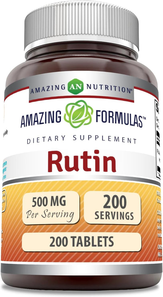 High Quality Rutin 500mg Supplement - 200 Tablets | Non-GMO, Gluten Free | Made in USA by Amazing Nutrition