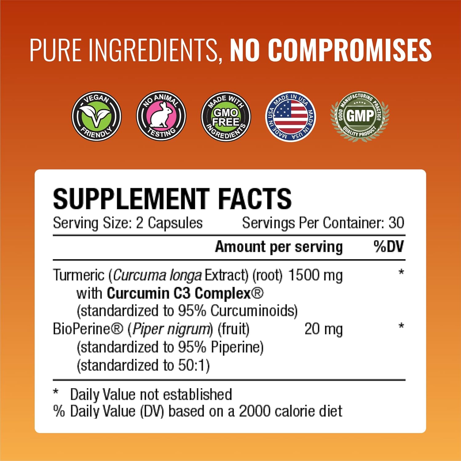 High-Quality Turmeric Supplement with BioPerine - 60 Capsules (1 Month Supply) - 95% Standardized Curcuminoids - Trusted Brand