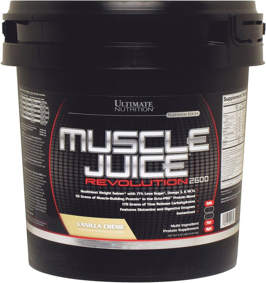 High-Quality Vanilla Weight Gainer Protein Powder for Muscle Recovery - Ultimate Nutrition Muscle Juice Revolution 2600, 11.1 lbs