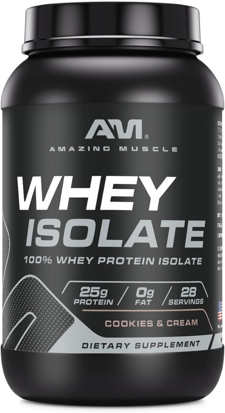 High-Quality Whey Protein Isolate Powder | 25g Protein/Serving | 100% Whey Isolate | Zero Fat | USA Made (2 Lb, Cookies & Cream)