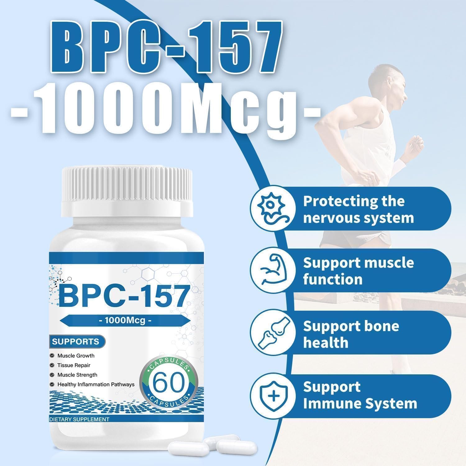 High Quality ZDSLASHES BPC-157 Peptide Capsules for Muscle Recovery - 1000mcg, 120 Capsules, Third-Party Tested