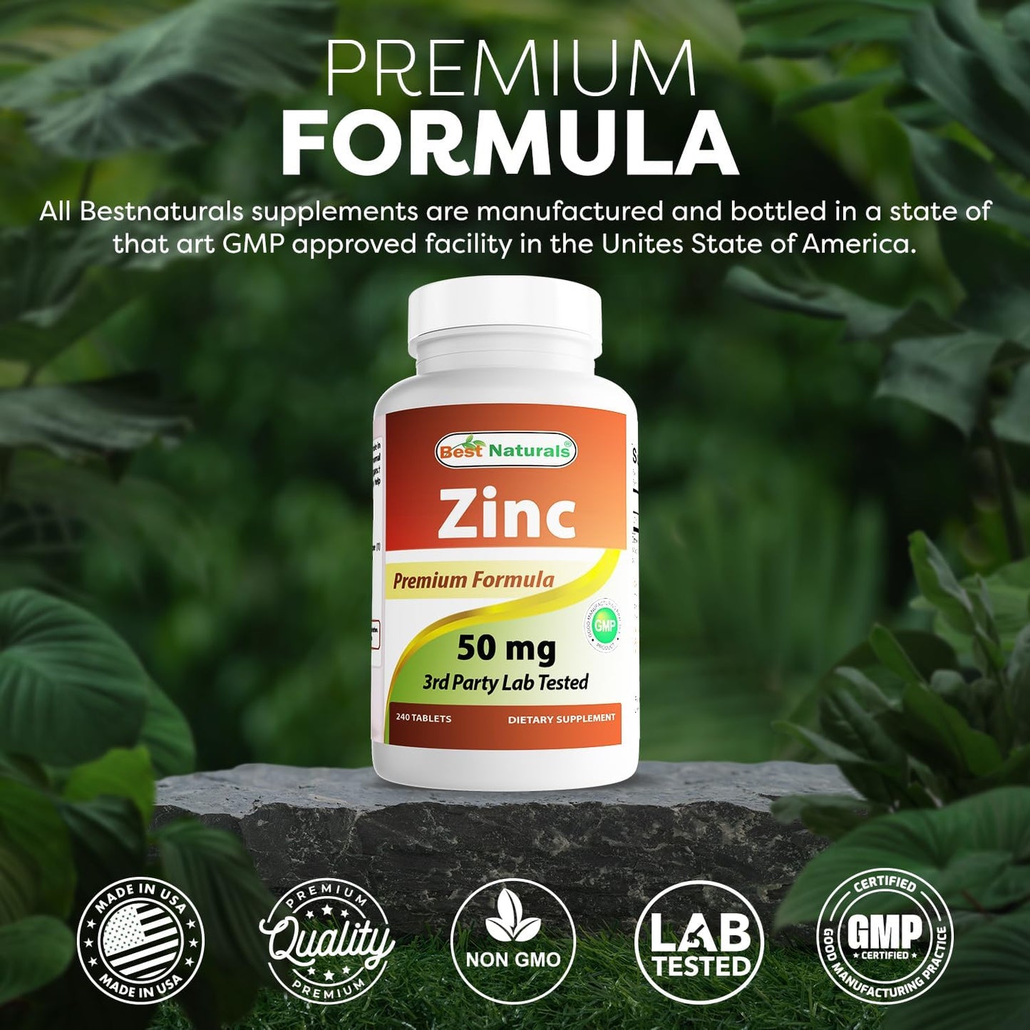 High-Quality Zinc Gluconate 50mg Supplement for Immune Support - 240 Tablets