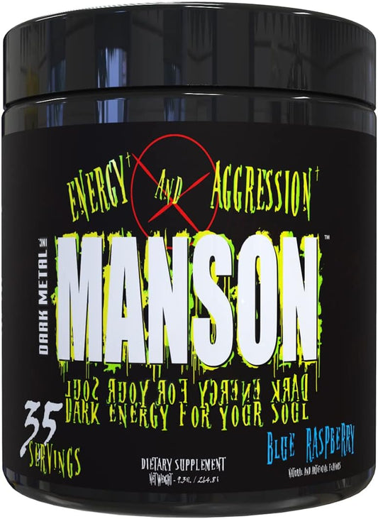 High Stim Pre Workout Powder with Beta Alanine, L-Carnitine, and Caffeine for Energy and Focus - Blue Raspberry Flavor - 35 Servings