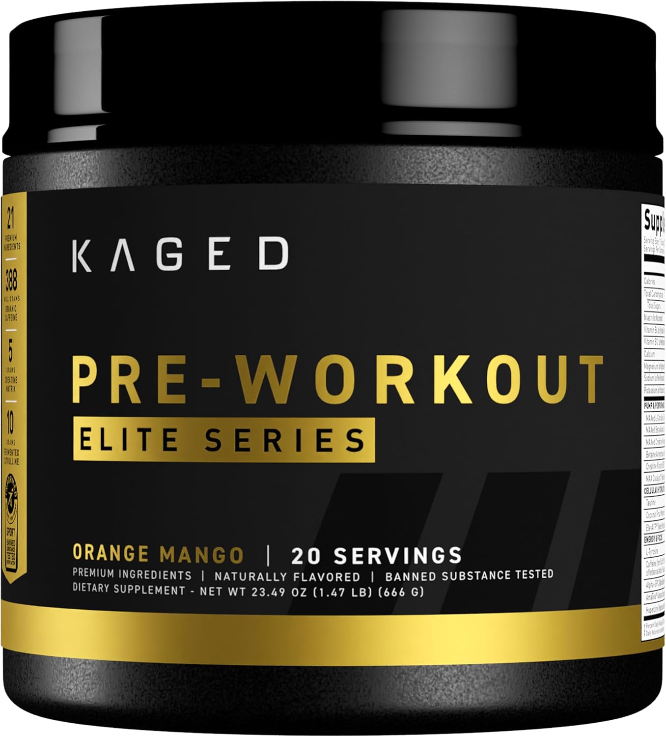 High Stimulant Pre-Workout Powder for Men & Women with L-Citrulline, Beta Alanine, Creatine & Organic Caffeine - Orange Mango Flavor