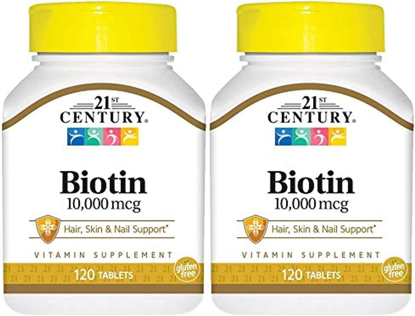 High-Strength 21st Century Biotin Tablets, 10,000 mcg - Pack of 2