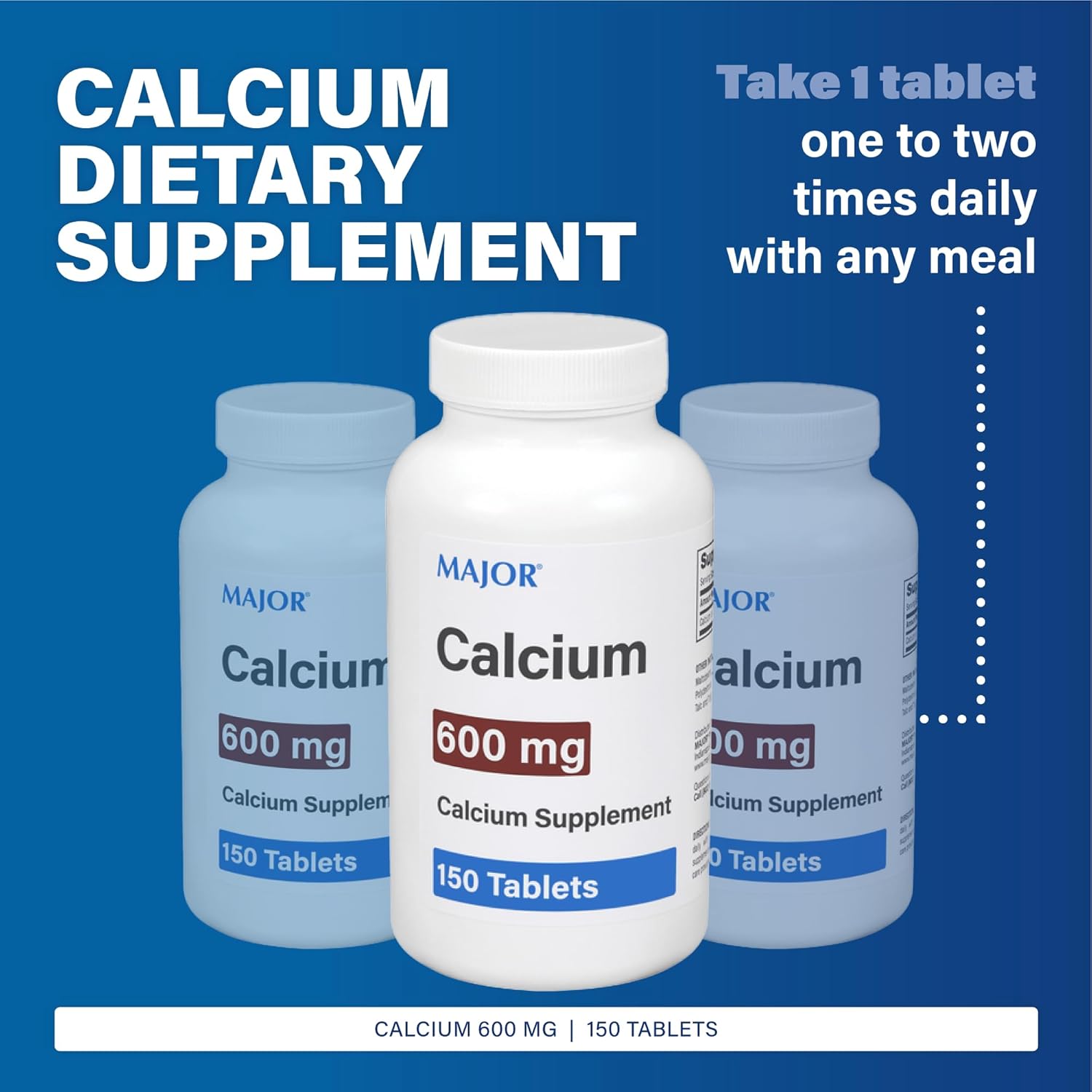 High Strength 600mg Calcium Tablets - 150 Count - Daily Calcium Supplement