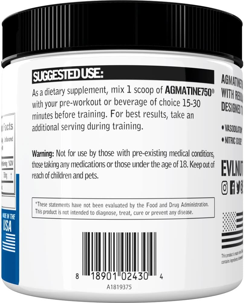 High Strength Agmatine Sulfate Powder for Muscle Growth and Performance - Unflavored Supplement for Intense Pumps and Recovery