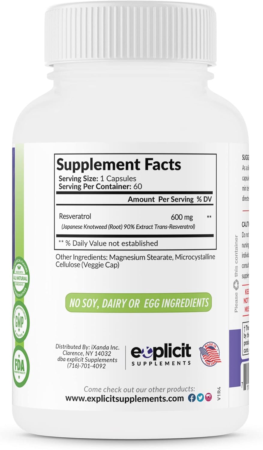 High Strength All Natural Resveratrol Supplement - 1200mg Daily - 90% Extract Trans Resveratrol - 30 Day Supply
