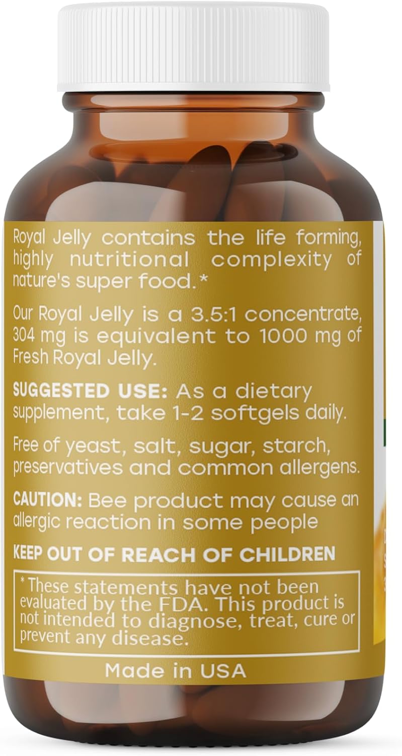 High Strength Apihaus Royal Jelly Softgels (1000mg, 30 Count) - Pure Bee Royal Jelly Supplement