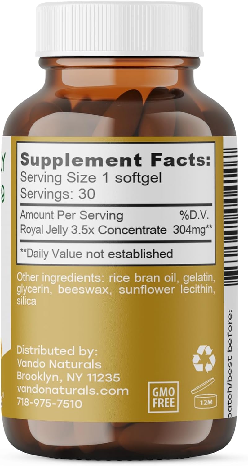 High Strength Apihaus Royal Jelly Softgels (1000mg, 30 Count) - Pure Bee Royal Jelly Supplement
