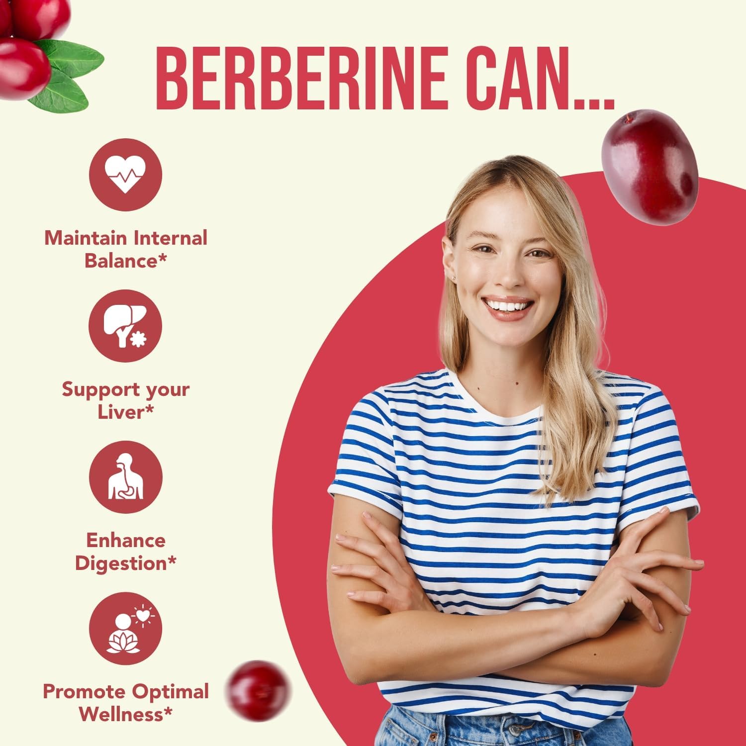 High Strength Berberine 500mg Supplement with Antioxidant Quercetin for Heart Health - Vegan-Friendly - Made in USA - 180 Servings