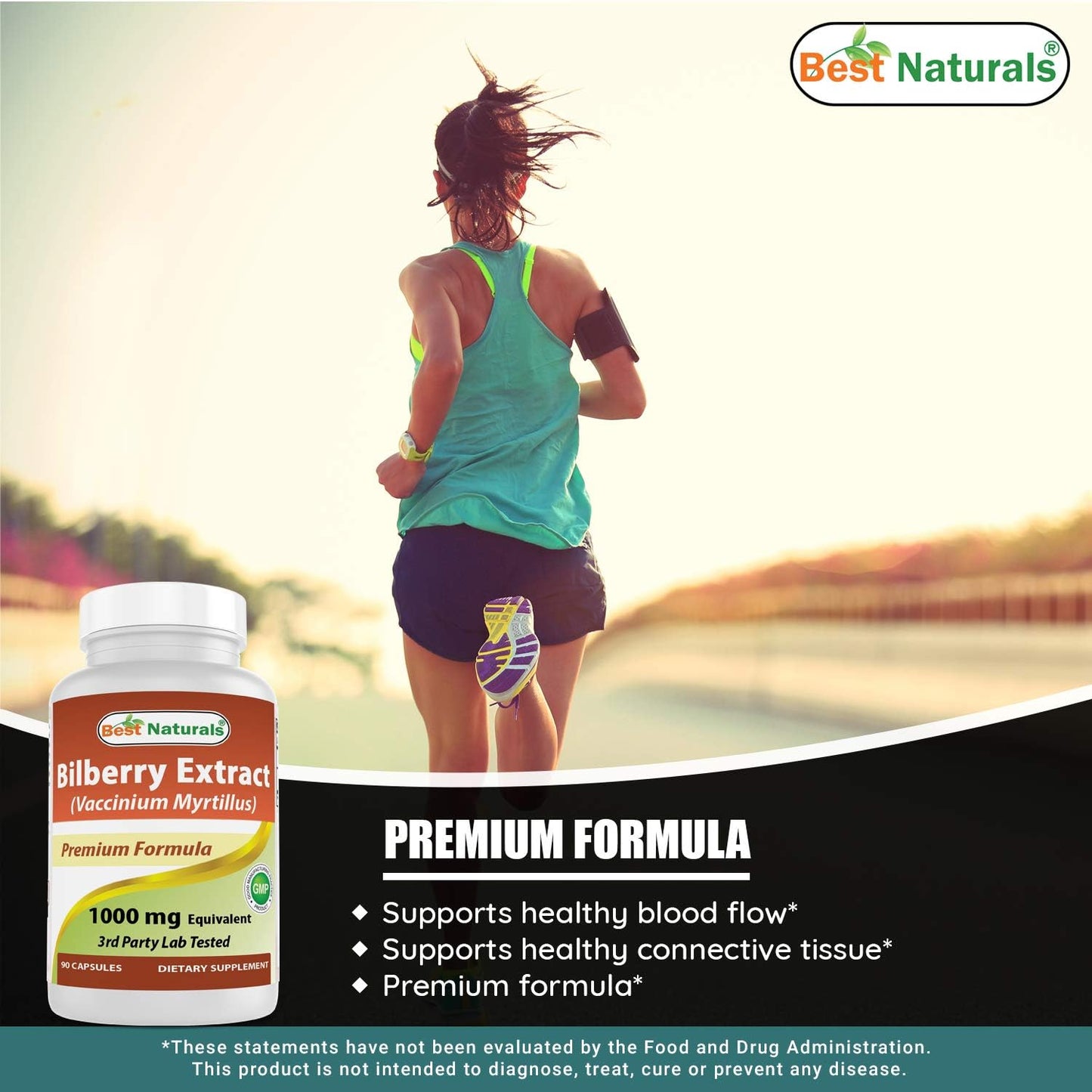 High Strength Bilberry Extract & Vitamin K2 Supplement - 1000mg Bilberry & 100mcg MK-7 - Natural Antioxidant & Bone Health Support
