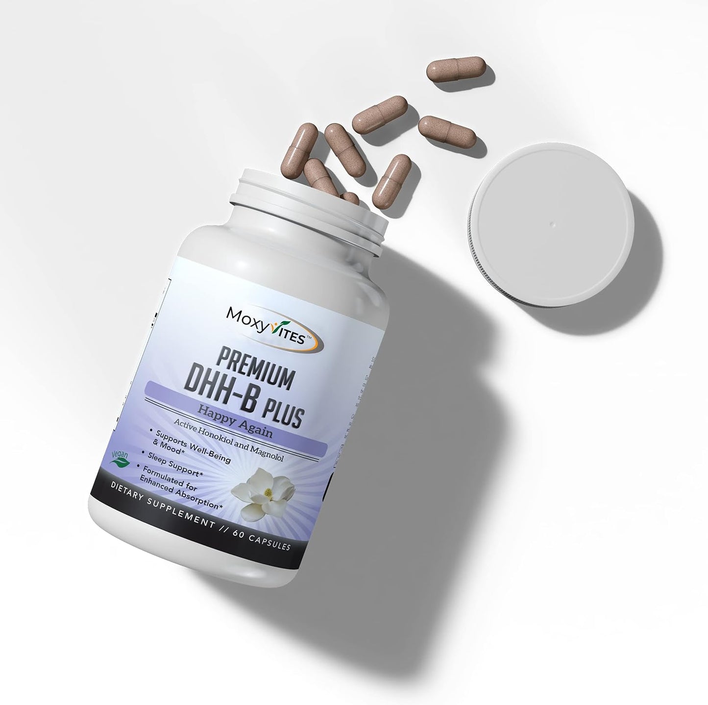 High Strength Bioactive Honokiol Magnolia Bark Extract DHH-B Supplement with Organic Ashwagandha - 60 Vegan Capsules for Cellular Health, 2 Month Supply