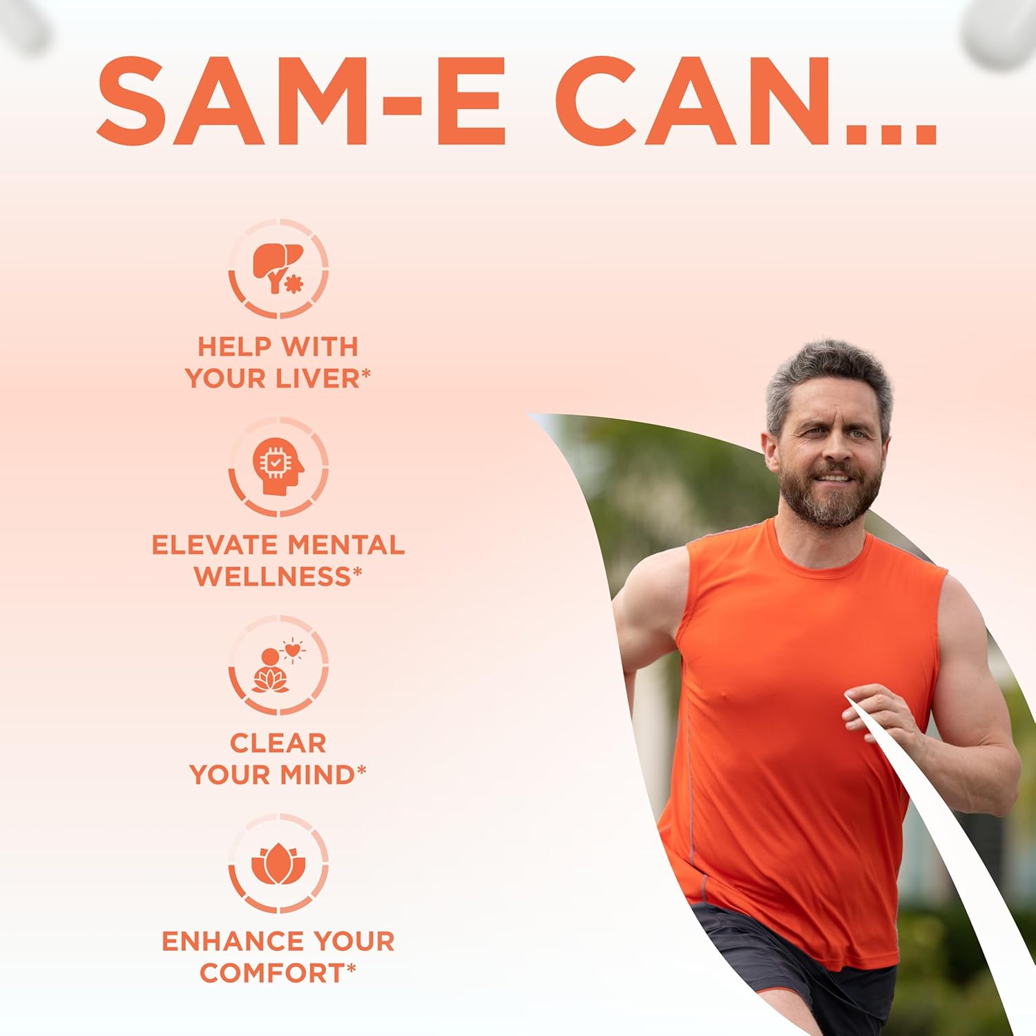 High Strength Bioactive SAM-e 400mg Supplement for Joint, Liver, and Mood Support - Vegan, Non-GMO, Preservative Free - Made in the USA - 120 Servings