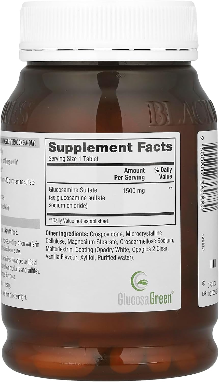 High Strength Blackmores Glucosamine Sulfate Tablets - 180 Count