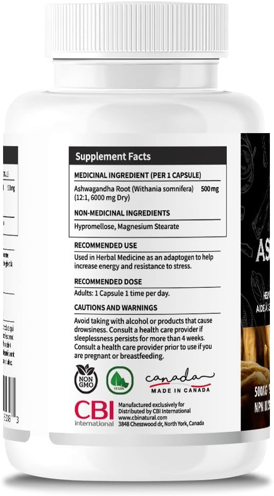High Strength CBI Natural Ashwagandha Extract Capsules - 6000 mg, 120 Vegan Capsules - 4 Month Supply