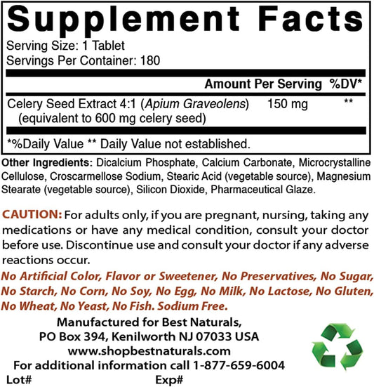 High Strength Celery Seed and Magnesium Oxide Supplement - 600mg & 500mg - Premium Quality Blend for Health and Wellness