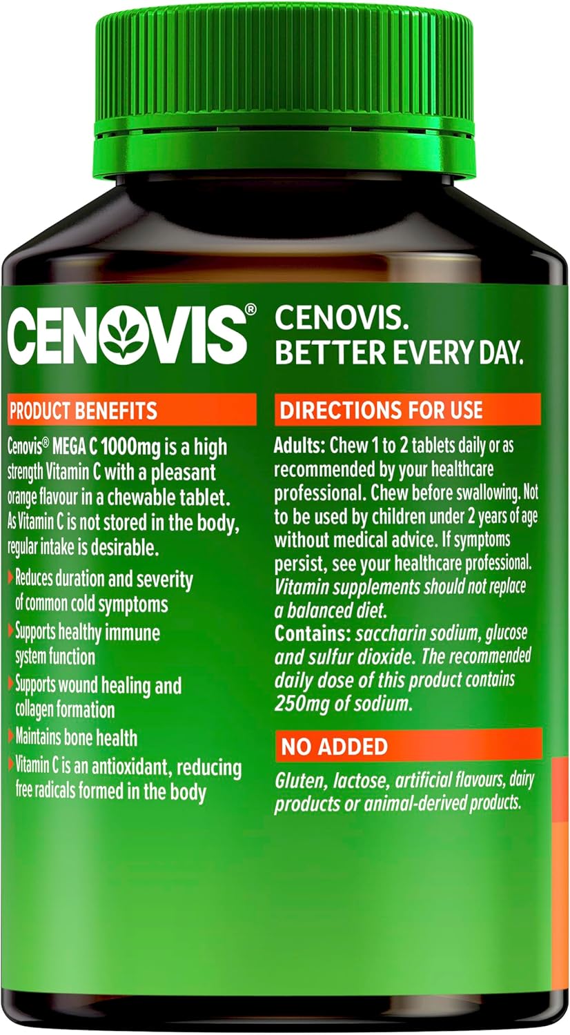 High Strength Cenovis Orange Flavour 1000mg Tablets for Immune Support