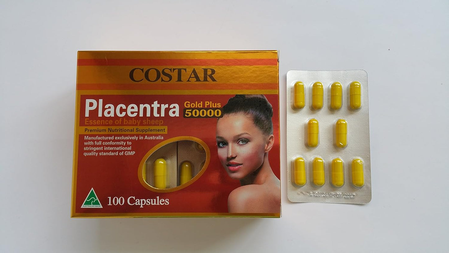 High Strength Costar Sheep Placenta Extract Gold Plus 50000mg Capsules - Australian Made Baby Sheep Essence Supplement