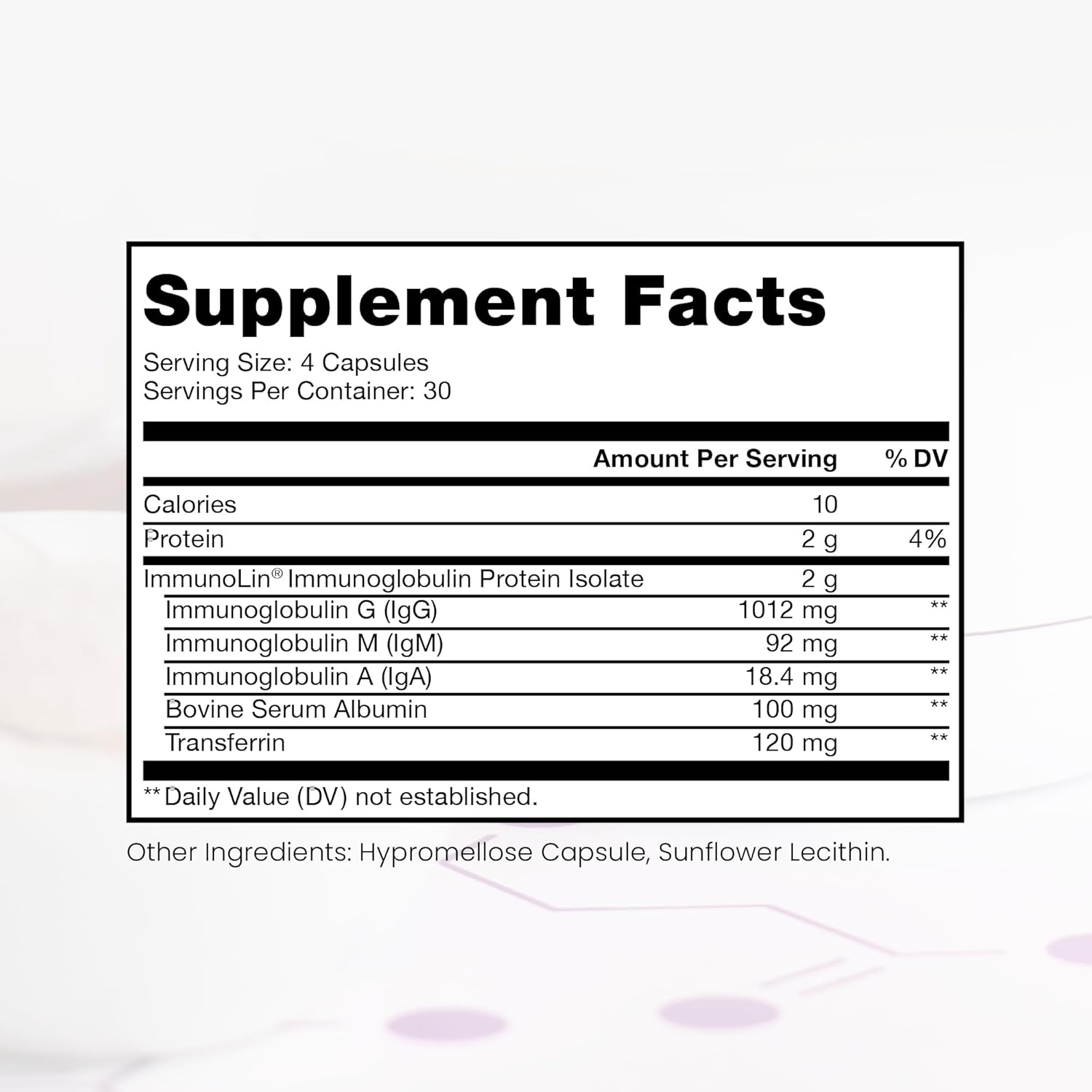 High Strength Immunoglobulin Supplement | 1100+ mg IgG, IGA & IgM | Colostrum Alternative | Gluten, Dairy & GMO Free (120 Capsules)