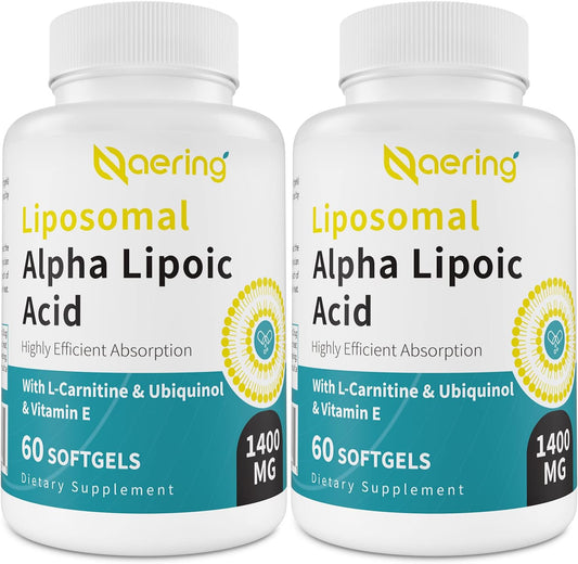 High Strength Liposomal Alpha Lipoic Acid Softgels with L-Carnitine, Ubiquinol, and Vitamin E for Antioxidants and Energy - 120 Softgels