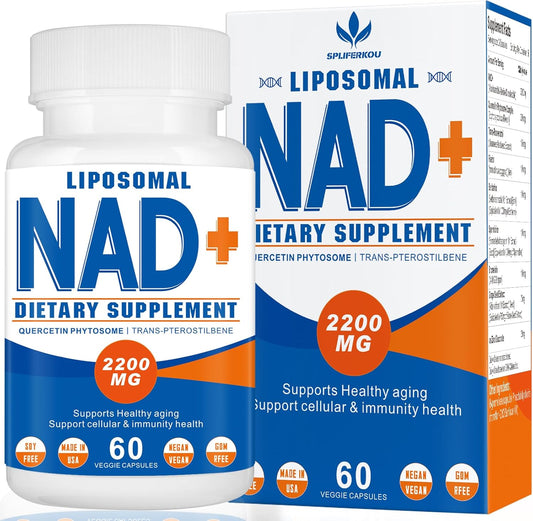High Strength Liposomal NAD+ Supplement - Boost Cell Energy & Aging Defense - 60 Capsules