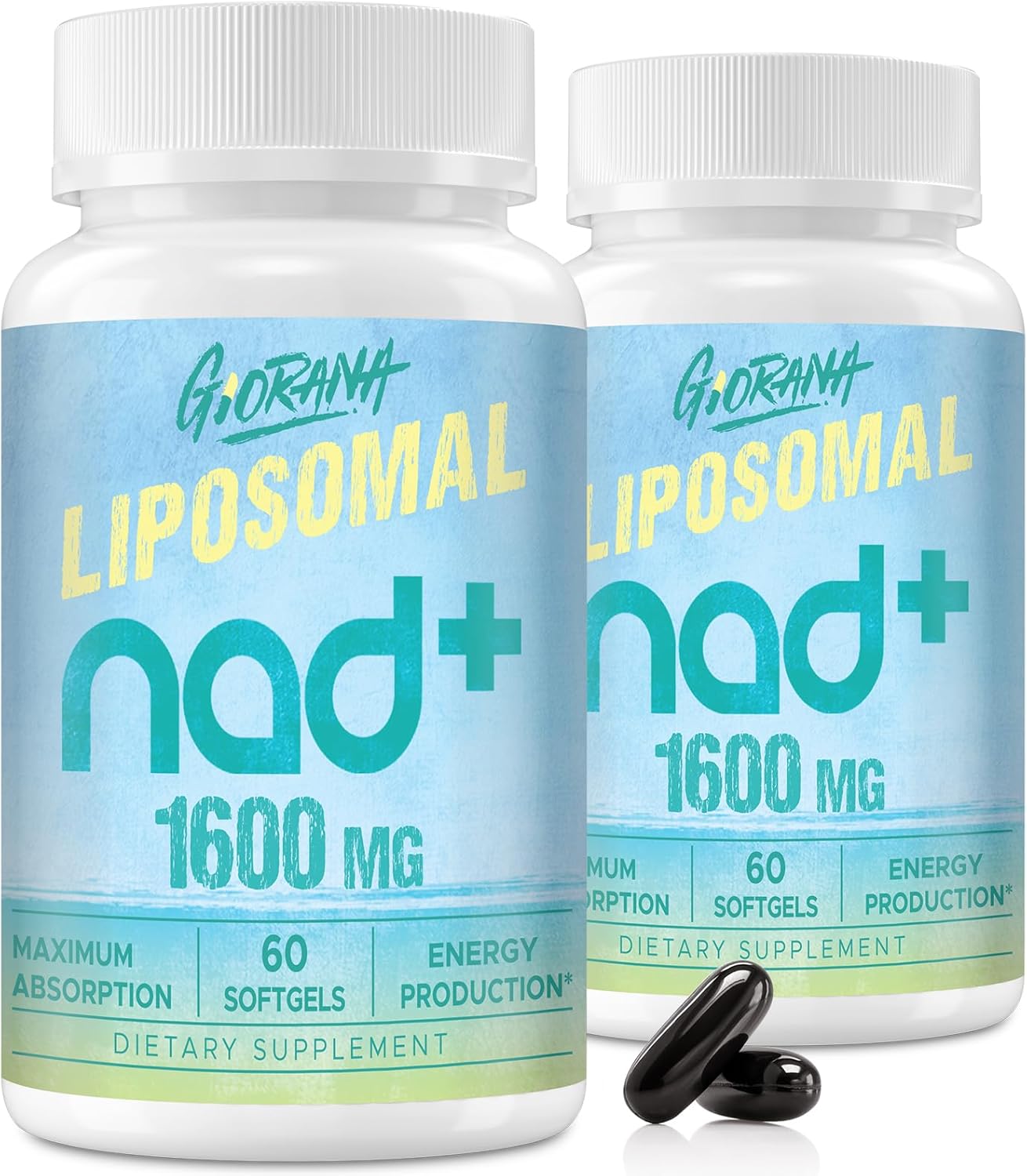High Strength Liposomal NAD+ Supplement 1600mg - Boost Energy, Longevity, and Repair - Non-GMO - 120 Softgels