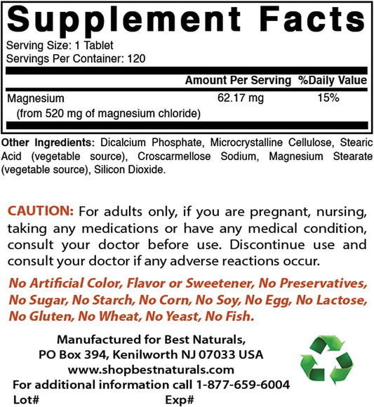 High Strength Magnesium Chloride 520 mg & CoQ10 600 mg Supplement for Energy and Heart Health