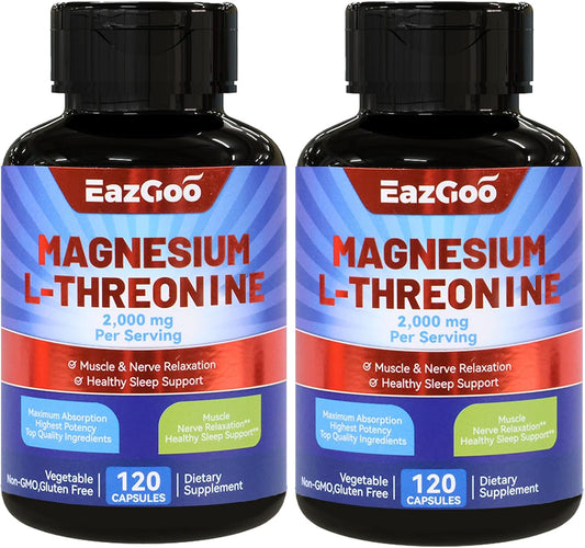 High Strength Magnesium L-Threonine Supplement - 2000mg, 240 Capsules by EAZGOO