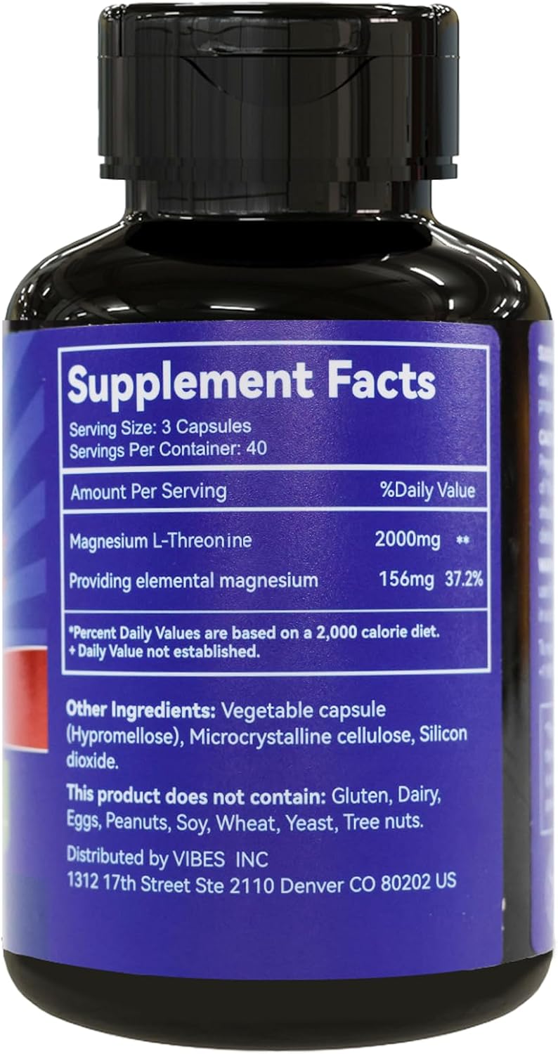 High Strength Magnesium L-Threonine Supplement - 2000mg, 240 Capsules by EAZGOO