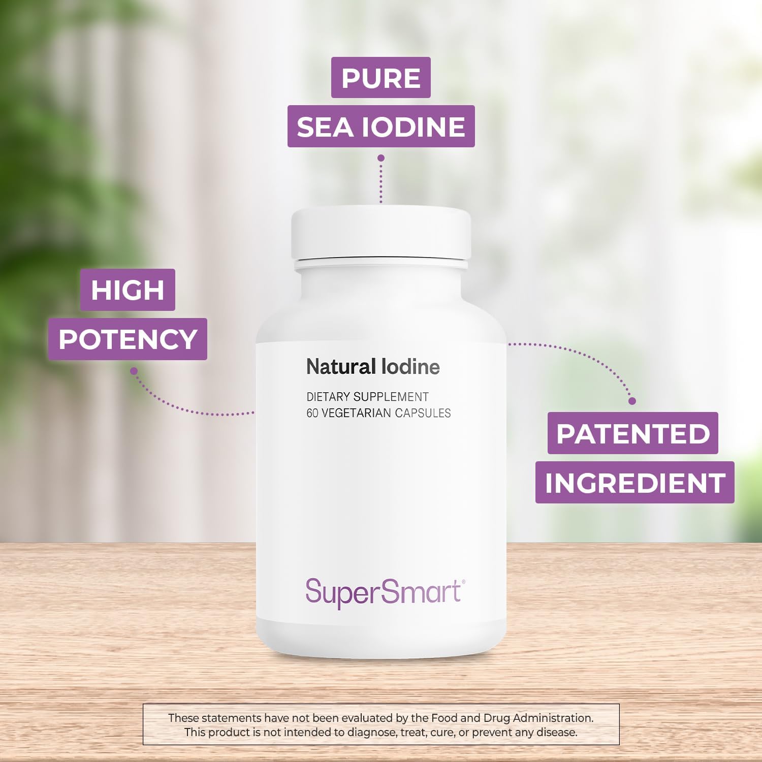 High Strength Natural Iodine Supplement - 1000mg per Day - Pure Sea Kelp - Non-GMO & Gluten Free - 60 Capsules