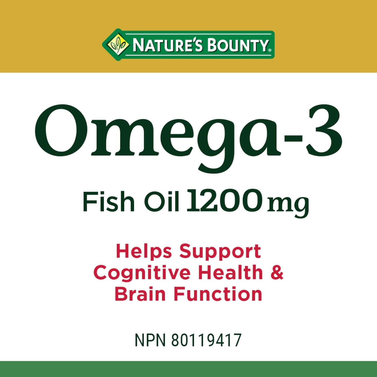 High Strength Nature's Bounty Omega-3 Fish Oil Softgels, 1200mg, 200 Count Bottle