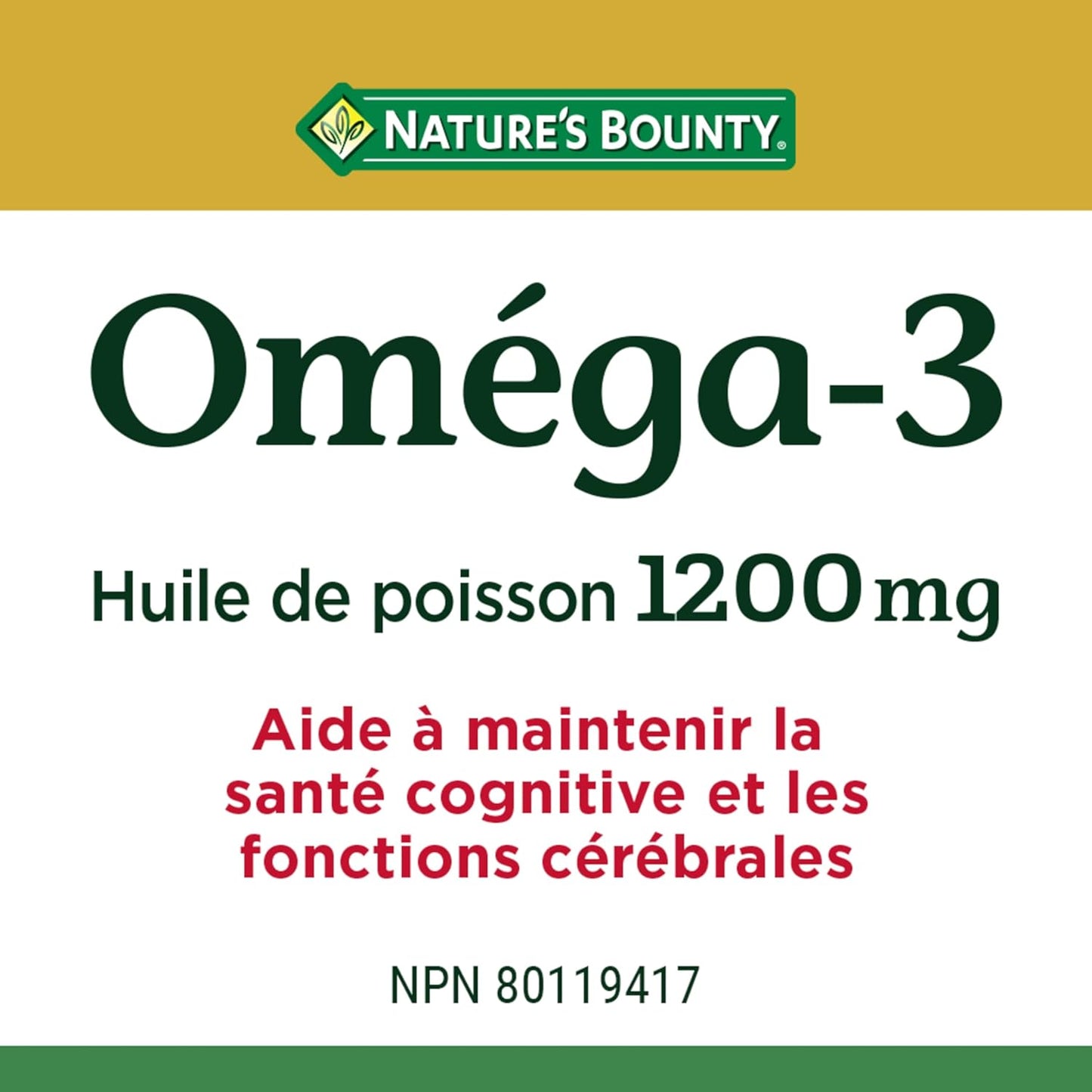 High Strength Nature's Bounty Omega-3 Fish Oil Softgels, 1200mg, 200 Count Bottle