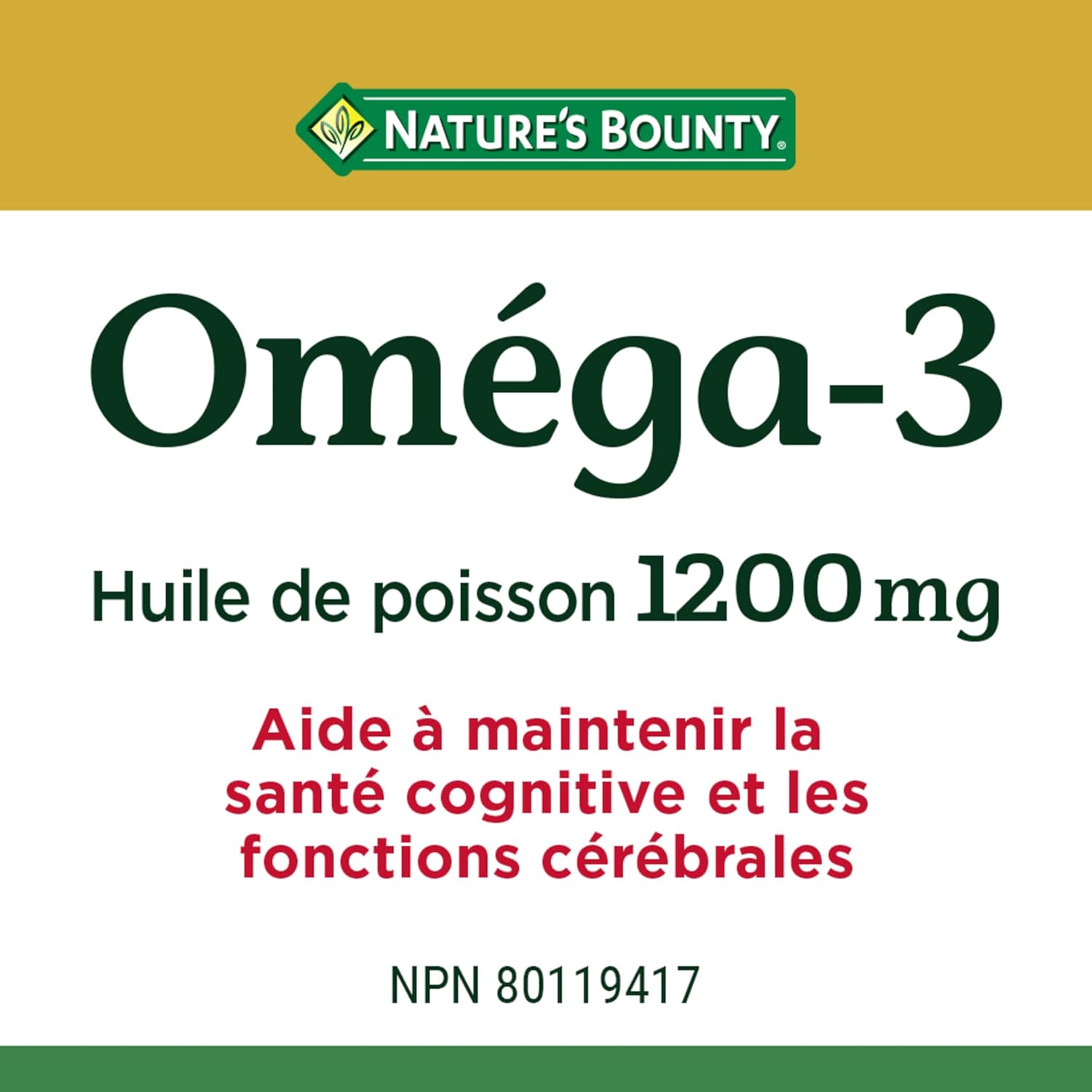 High Strength Nature's Bounty Omega-3 Fish Oil Softgels, 1200mg, 200 Count Bottle