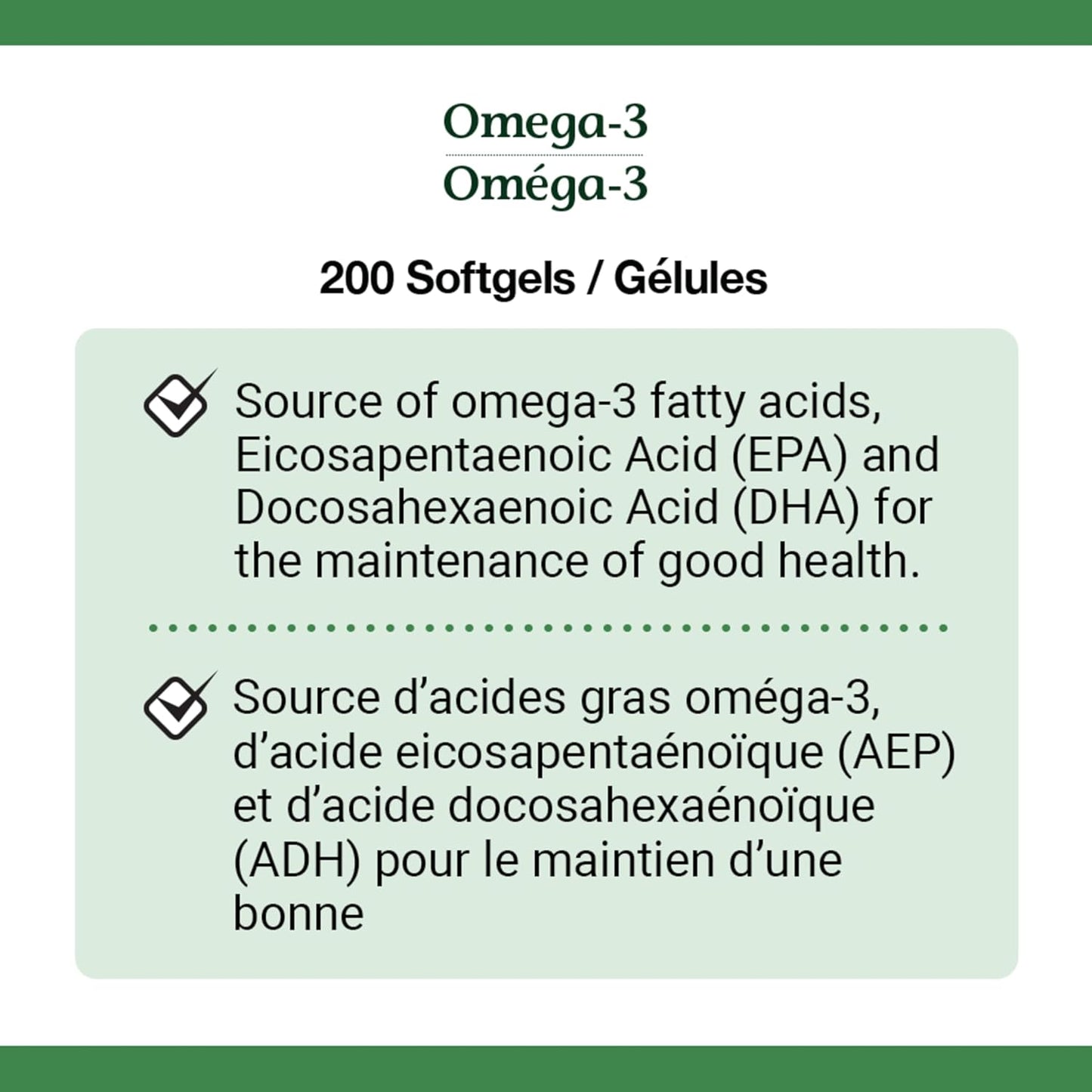 High Strength Nature's Bounty Omega-3 Fish Oil Softgels, 1200mg, 200 Count Bottle