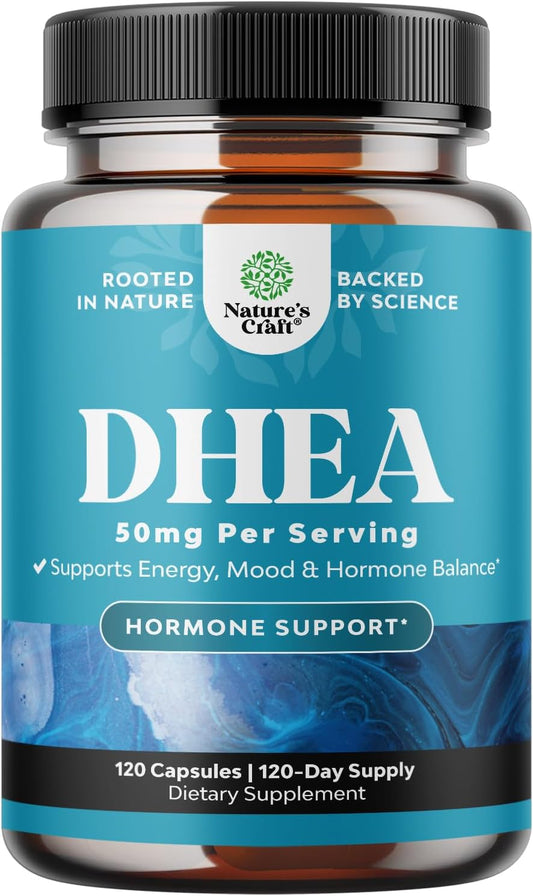 High Strength Natures Craft DHEA 50mg Supplement for Hormone Balance in Men and Women - Enhanced Energy - 4 Month Supply