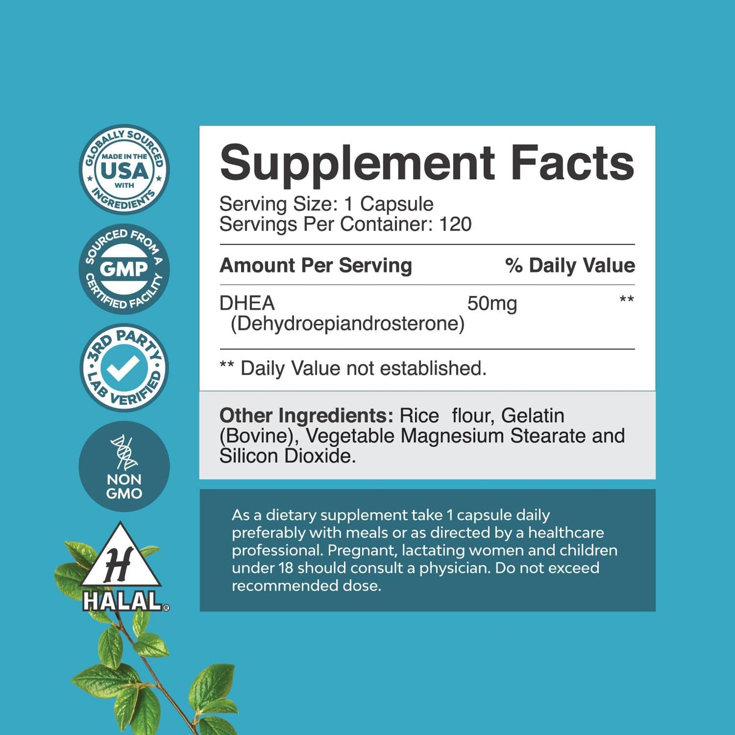 High Strength Natures Craft DHEA 50mg Supplement for Hormone Balance in Men and Women - Enhanced Energy - 4 Month Supply