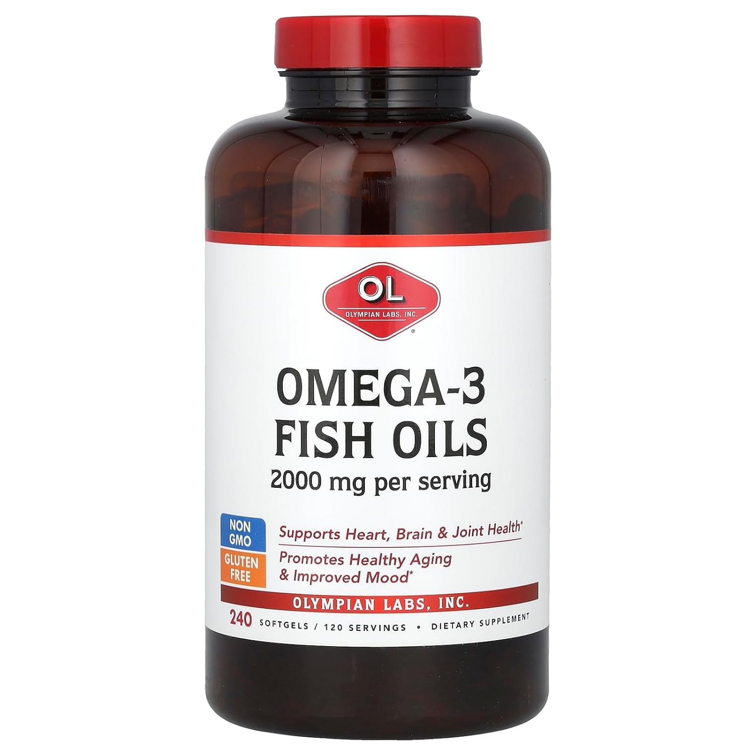 High Strength Omega-3 Fish Oil Softgels - 2,000 mg (240 Softgels) - Pharmaceutical Grade Omega 3 Supplement