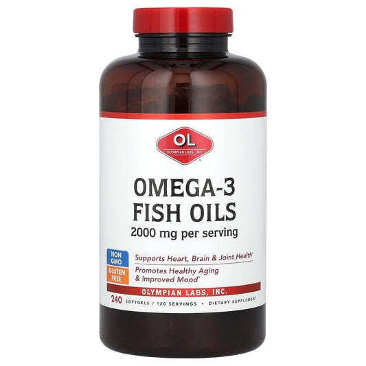 High Strength Omega-3 Fish Oil Softgels - 2,000 mg (240 Softgels) - Pharmaceutical Grade Omega 3 Supplement