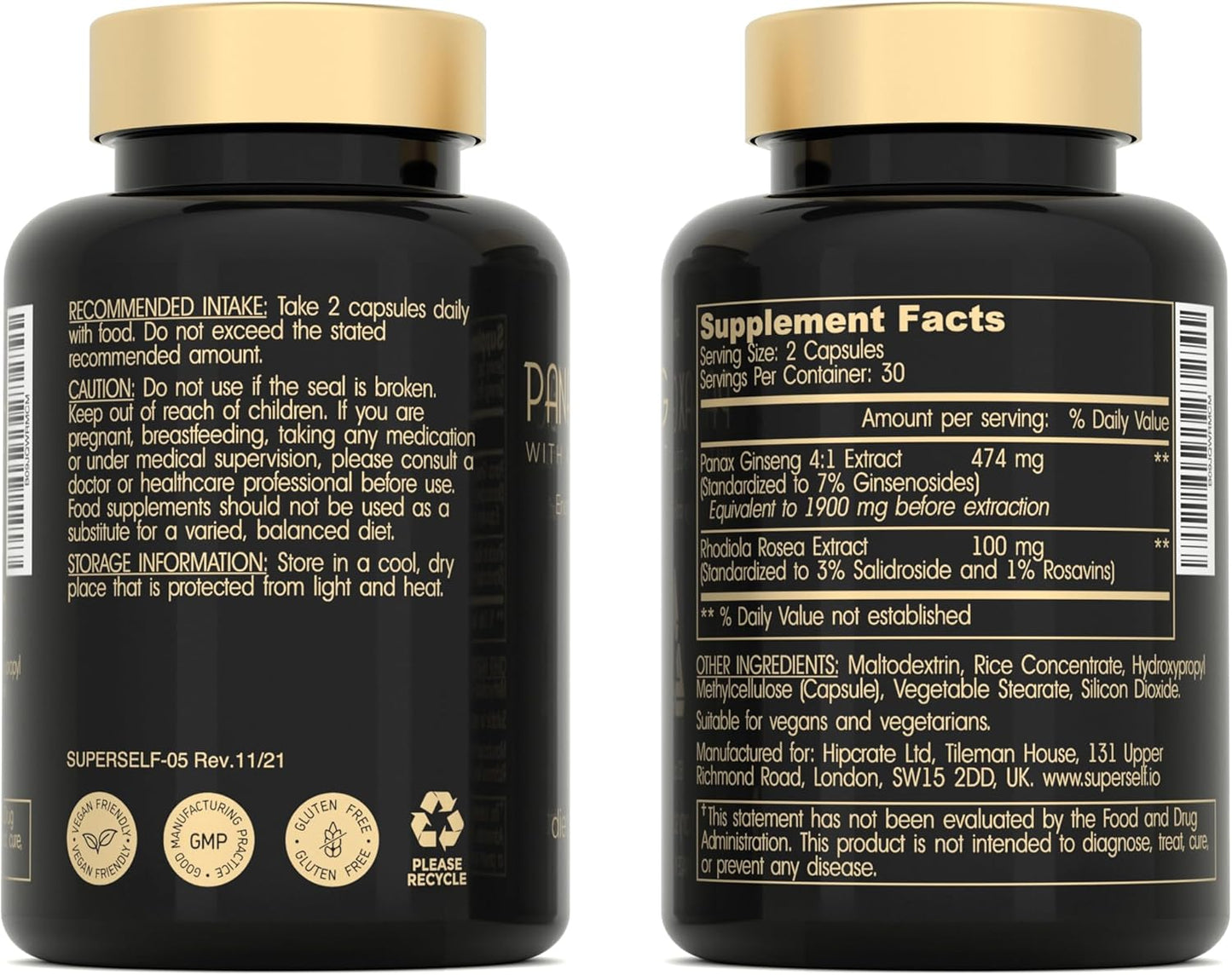 High Strength Panax Ginseng and Rhodiola Rosea Capsules - 2000mg Korean Ginseng Supplement for Energy - 60 Capsules with 7% Ginsenosides - Herbal Energy Complex for Men and Women - Made in USA
