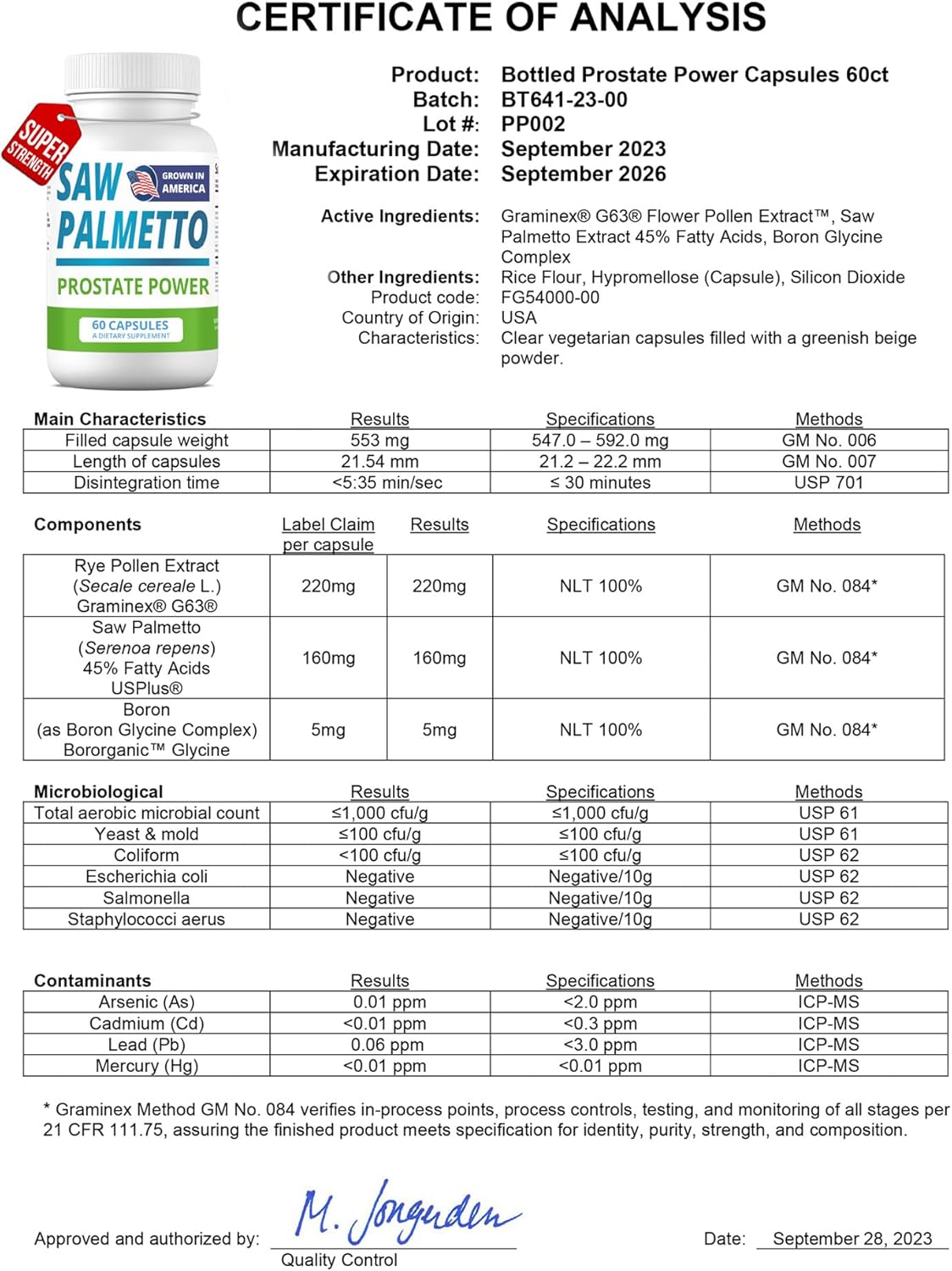 High Strength Saw Palmetto Extract Capsules for Men's Prostate Health - 180 Capsules