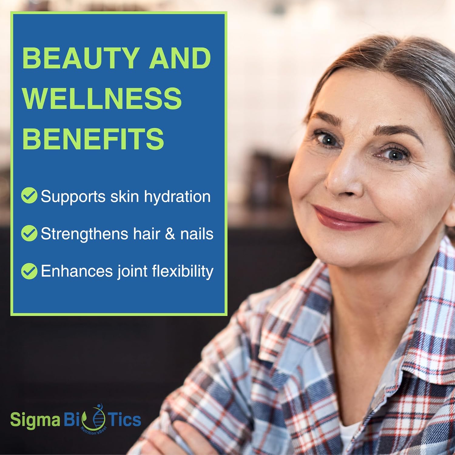 High-Strength Sigma Biotics Collagen Peptides Capsules for Hair, Skin, Nails, and Joints - 3000 mg - Type I & III - 120 Pills