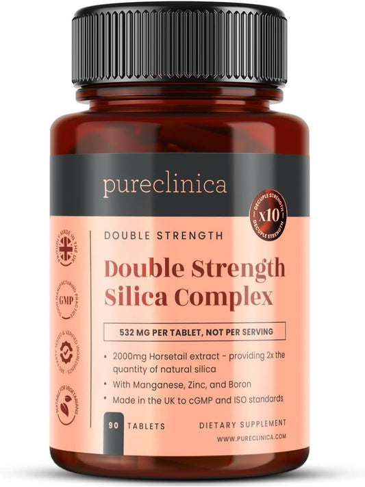 High Strength Silica Complex with 2000mg Horsetail Extract - 3 Month Supply (90 Tablets) by pureclinica